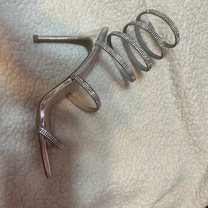 Silver wrap up heels